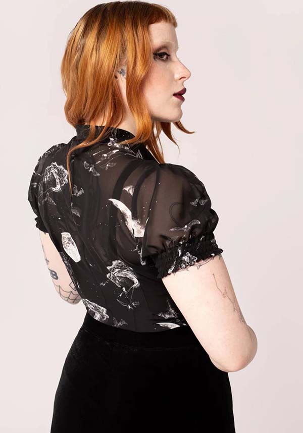 Hell Bunny's Enchanting Night Sky Chiffon Semi - Fitted Top