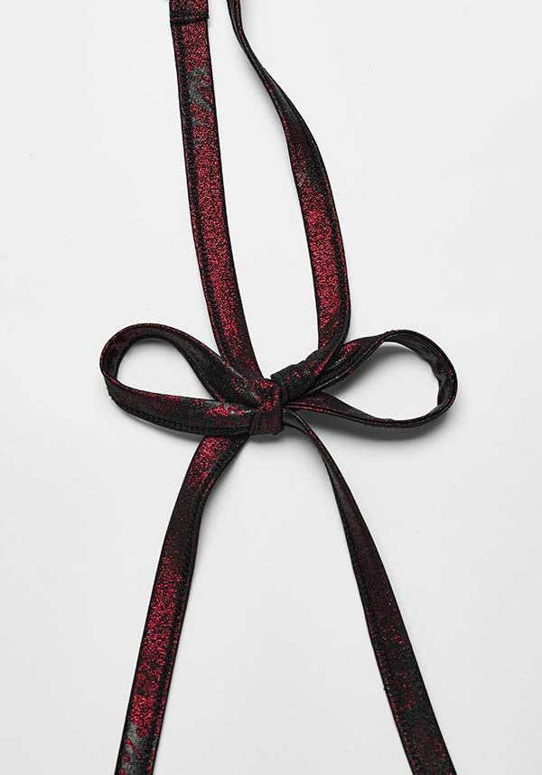 Punk Rave Minerva Wrap Halter Top in Striking Black and Red Color Combination