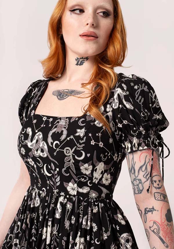 Hell Bunny Cosmic Star Sign Soft Viscose Mini Dress