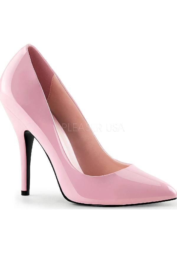 SEDUCE-420 Black and Baby Pink Patent Classic Pointed Toe Kitten Heels Preorder