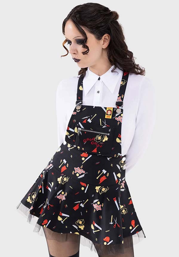 Playtime Chucky Print Pinafore Dress with Unique Features
