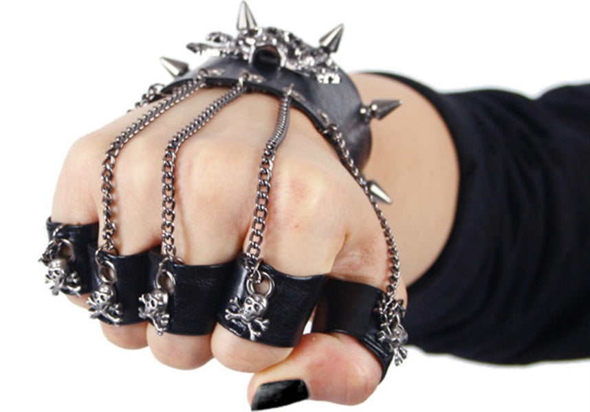 Edgy Punk Skull and Crossbones Right-Handed Bracelet - CUFF
