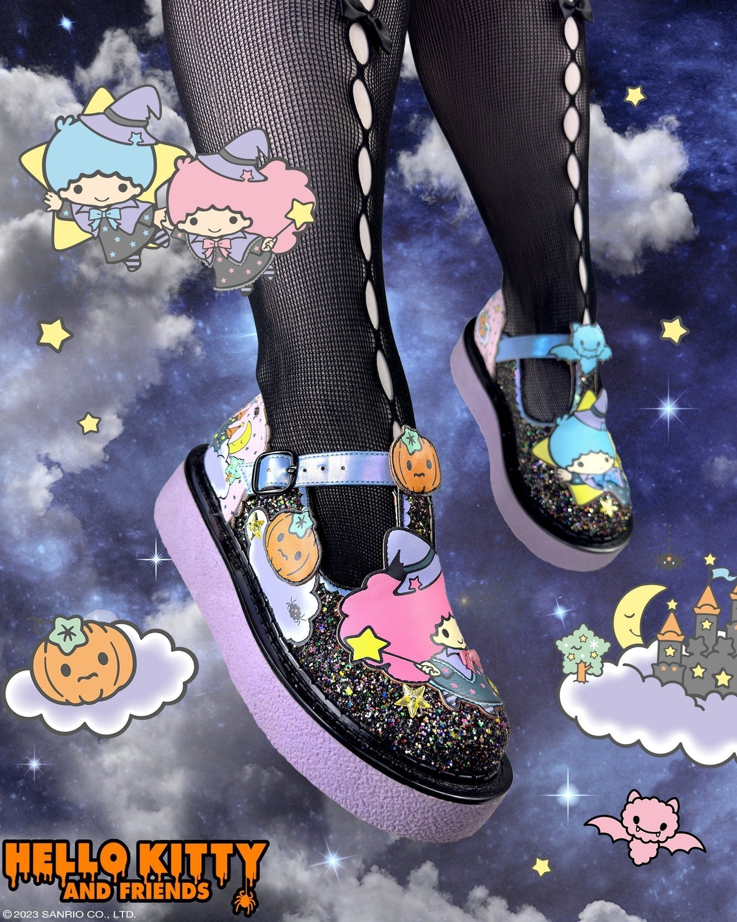 Star Castle CREEPERS - Enchantingly Cute Platform Mary Jane Flats for Halloween and Sanrio Lovers