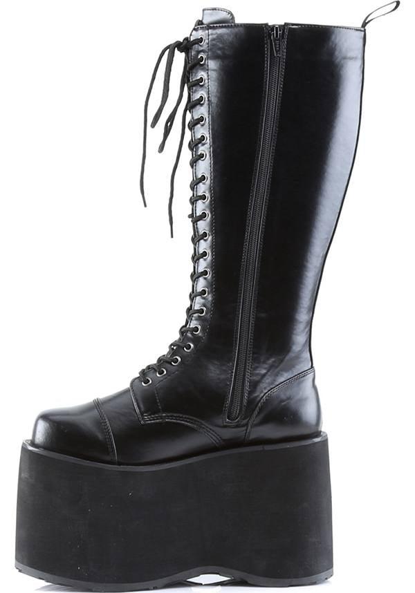 Demonia MEGA - 602 Black Knee - High Platform Boots for Goth Punk Cyber Style (Pre - Order)