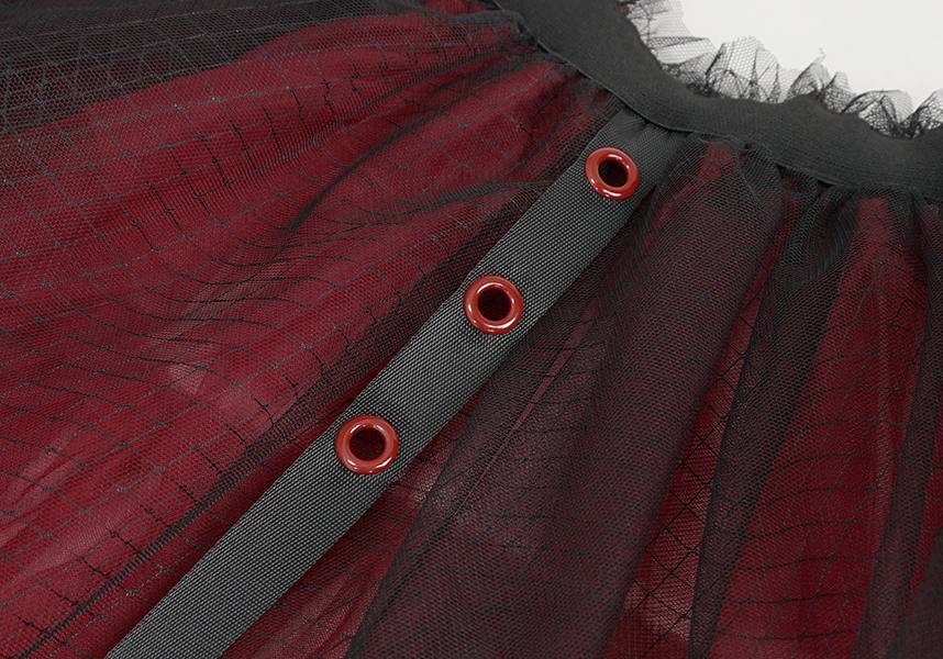 Devil Fashion's Edgy Medusa Punk Flared Skirt in Black and Red