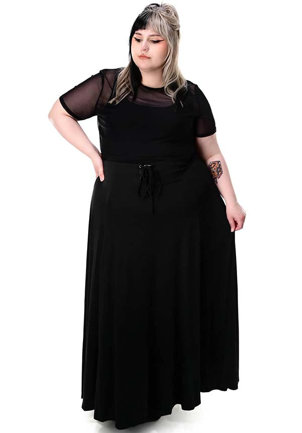 Foxblood's Soft Stretch Modal Lace Up Maxi Skirt