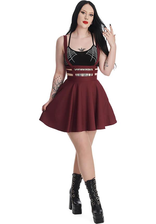 Edgy Burgundy Suspender Lolita Skirt for Punk Fashion Lovers