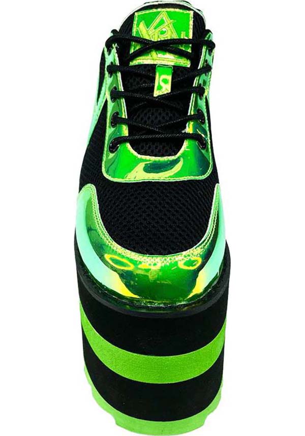 Karazii Stylish Platform Boots in Striking Black and Green Color Combination