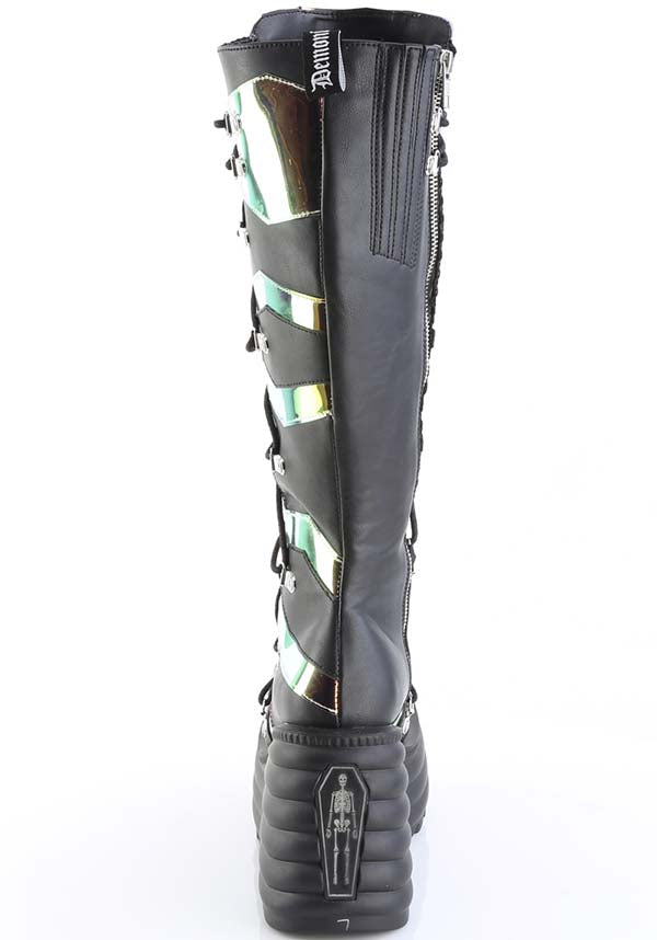 PREORDER: Demonia BLAZE-152 Black USB-Chargeable LED Platform Knee High Boots