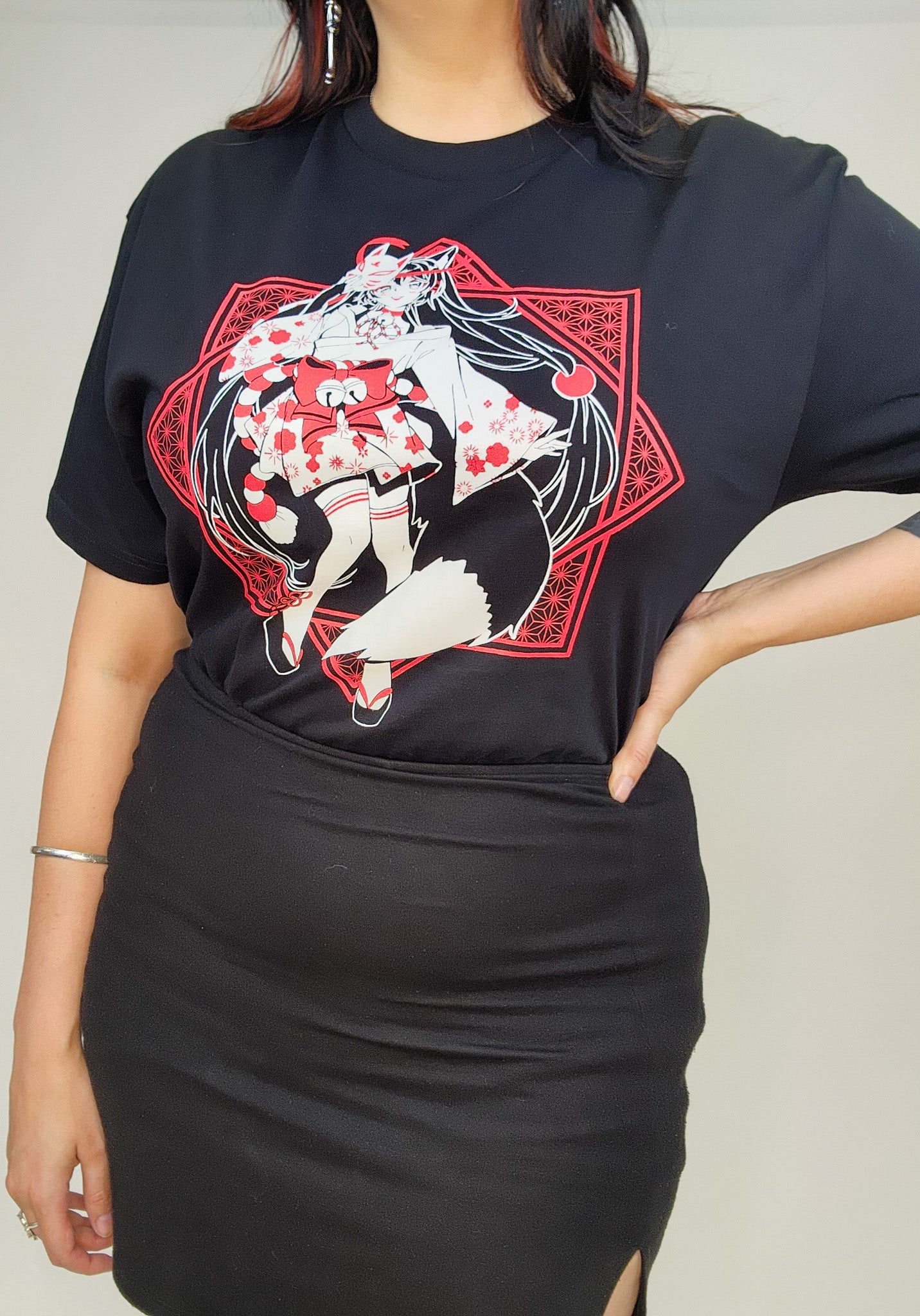 Pastel Pixie's Enchanting Kitsune Girl Graphic T-Shirt