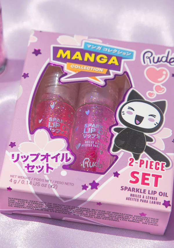 Rude Cosmetics Lip Oil Duo - Manga Flavors [Strawberry/Grape Sparkle]