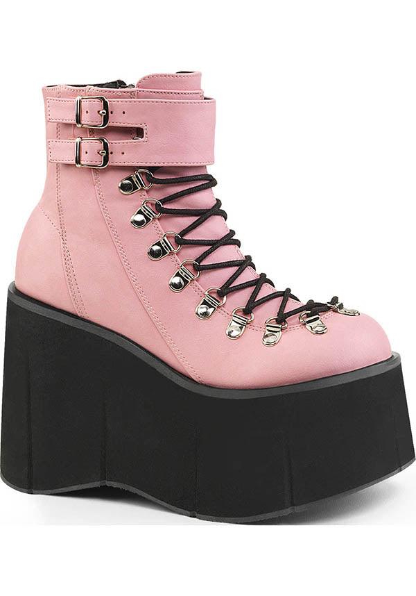Demonia Pre - order Baby Pink KERA - 21 Platform Lace - Up Ankle Boots