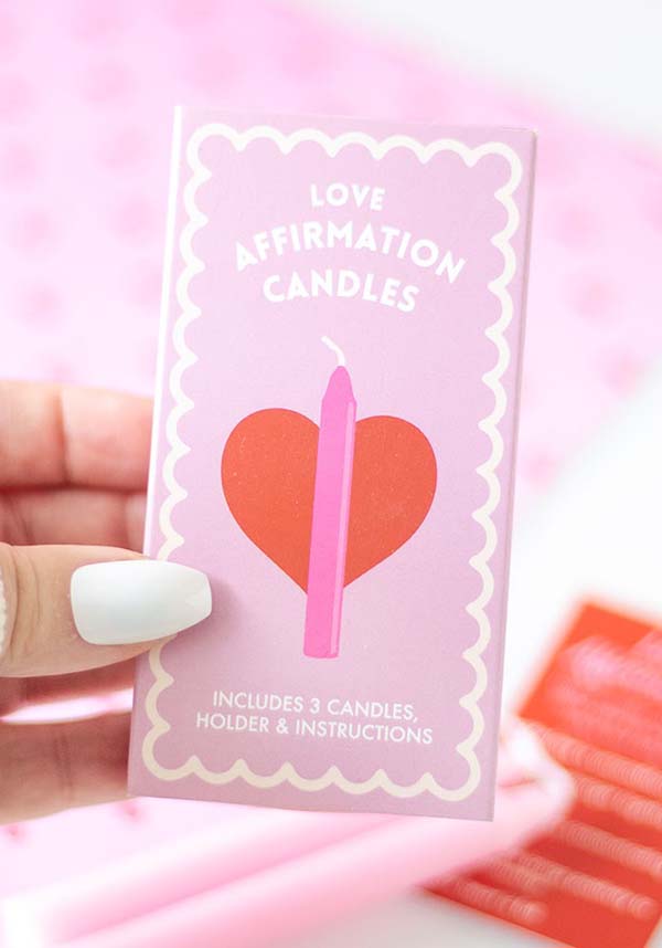 Set of 3 Unscented Pink Love Affirmation Candles for Self - Love