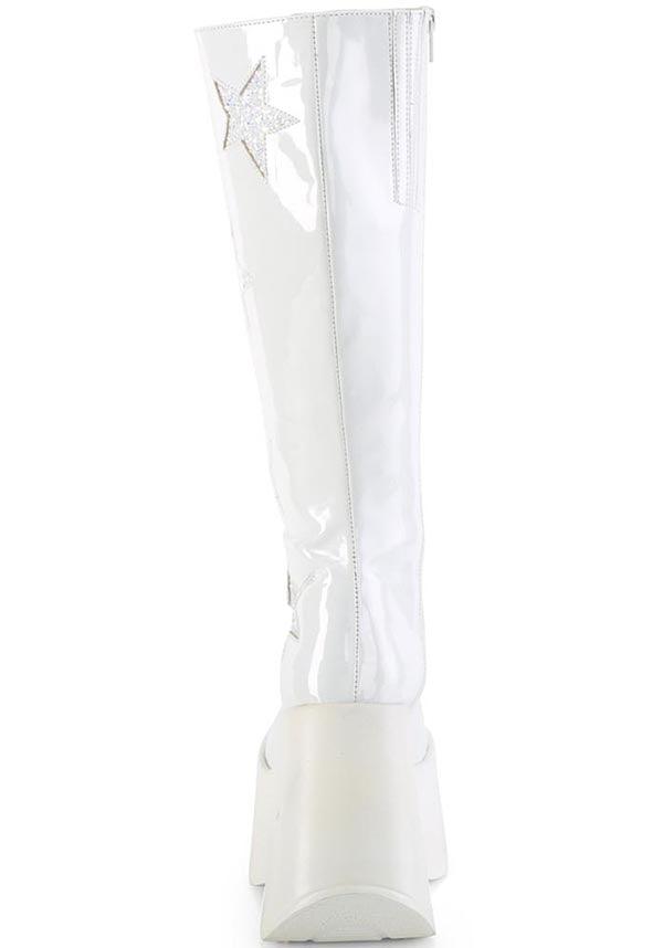 DYNAMITE-218 Platform Boots in White Patch Design [Preorder]