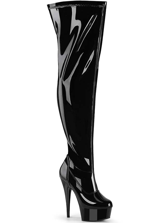 Demonia's Black Patent Delight-3000WCF Platform Heels [Preorder]