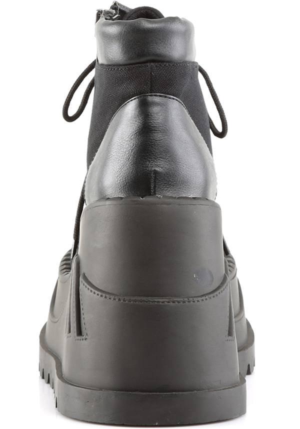 Black STOMP-10 Wedge Platform Lace-Up Boots [PREORDER]