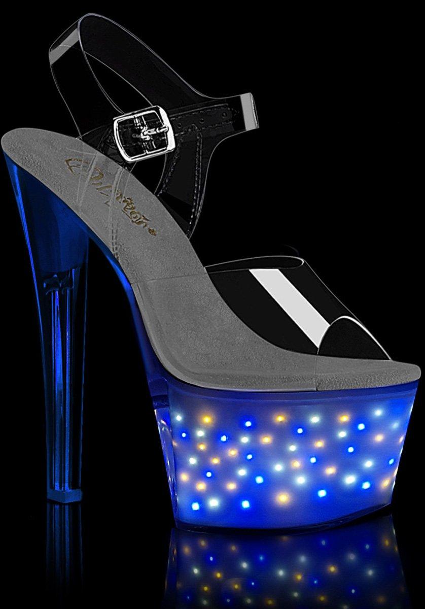 ECHOLITE-708 Clear/White Glow USB-Charged LED Platform Heels [Preorder]
