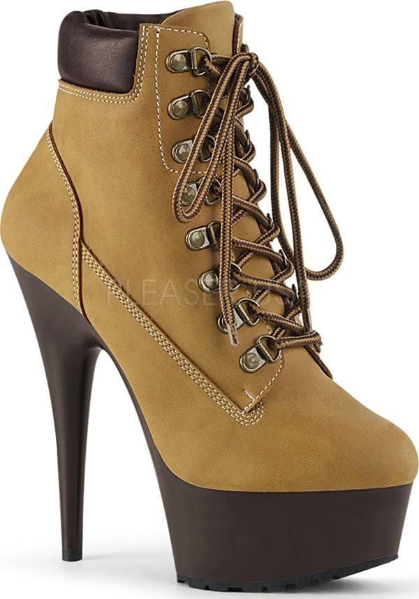 PREORDER - DELIGHT-600TL-02 Tan Platform Ankle Boots for Fashion Enthusiasts