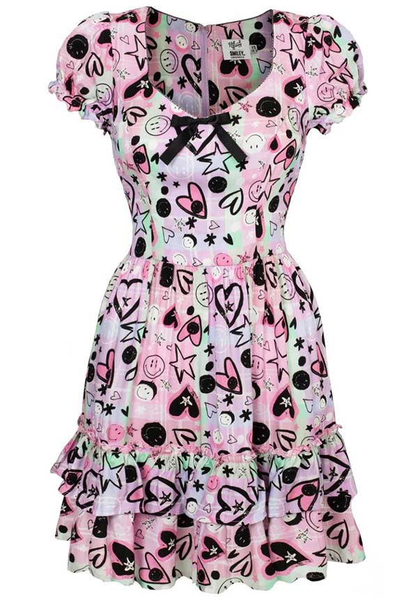 Robbie Mini Dress | A Stylish Collaboration by Hell Bunny and Smiley® Originals
