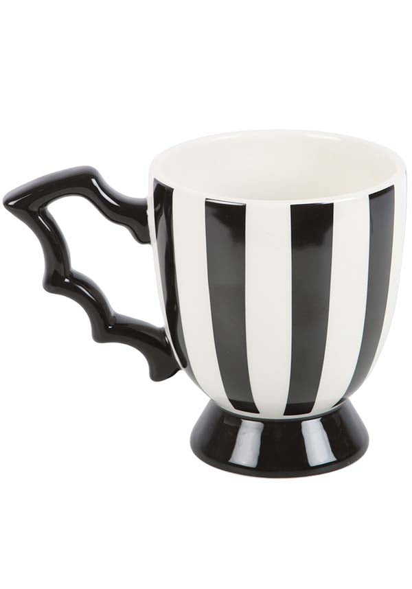 Gothic Ceramic Striped Bat Wing Design Teacup