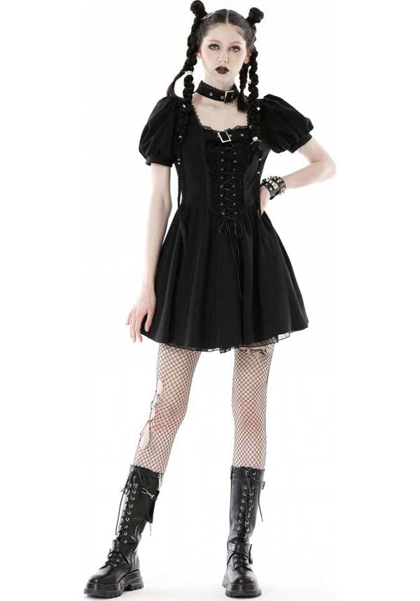 Dark in Love Baby Bat Lace-up Ethereal Women's Dress