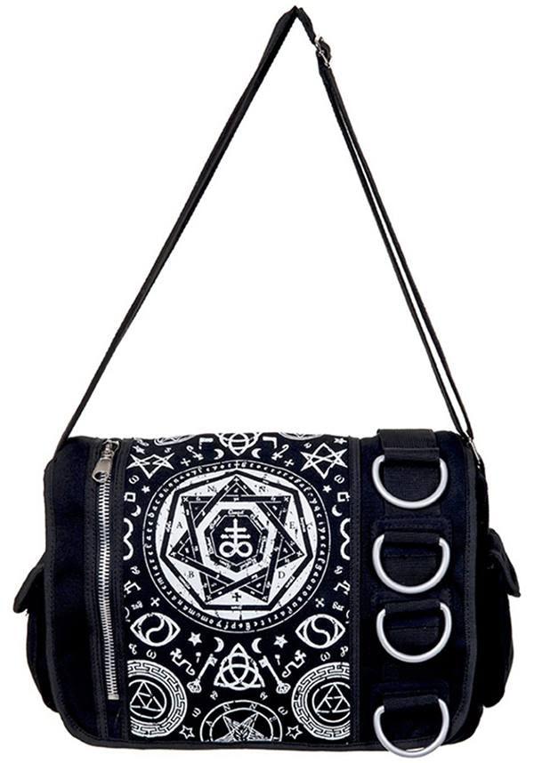 Stylish Pentagram Black Cotton Messenger Bag for Modern Fashion