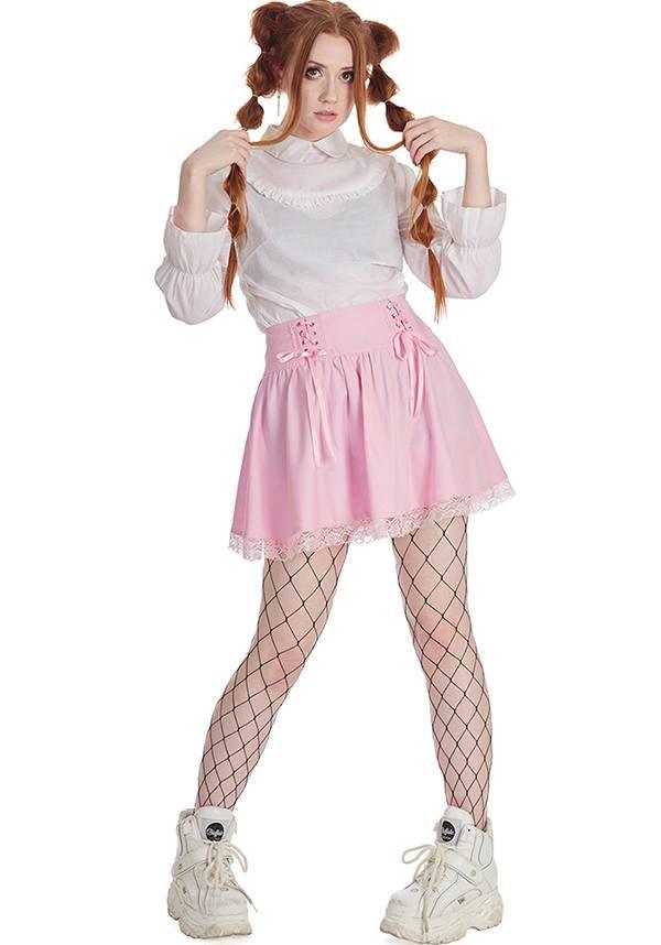 Pastel Pink Sakura-themed Flowy Skirt for Pastel Goth Enthusiasts