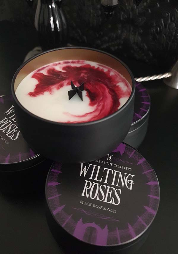 8oz Tin Candle: Enchanting Wilting Roses Scent