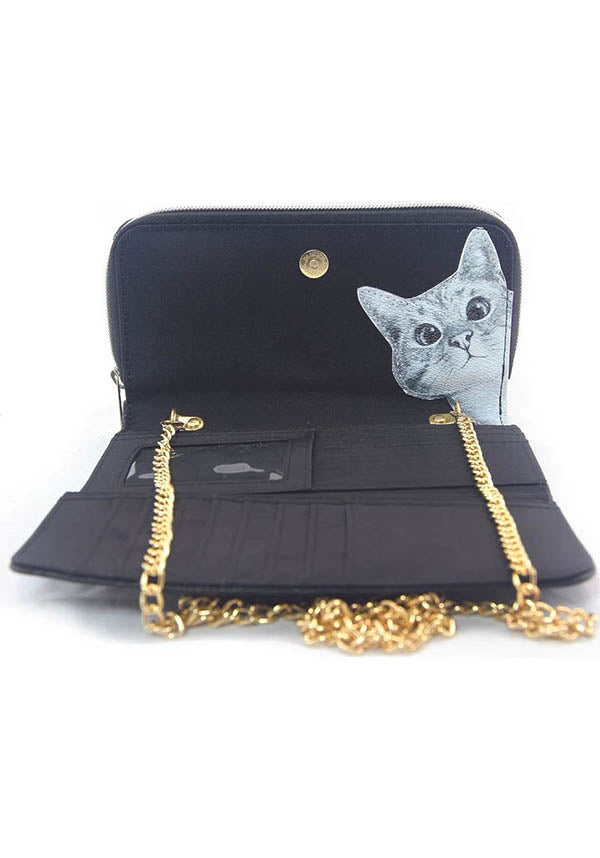 Adorable Peeking Cats Design Women's Purse Wallet and Clutch