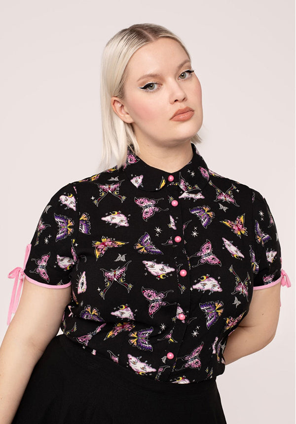 Hell Bunny Kocho Gothic Celestial Button-Up Women's Top