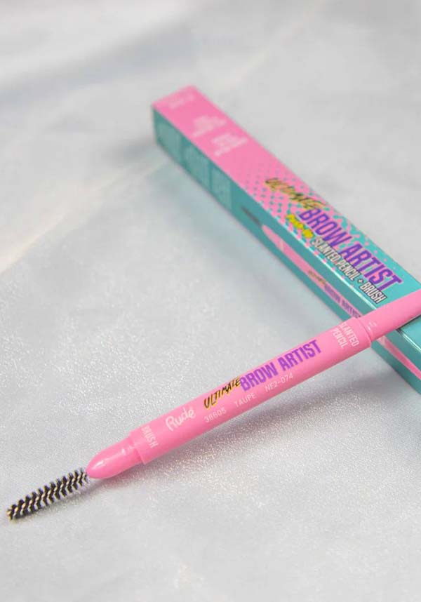 Black & Brown Slanted Push - Up Brow Pencil and Brush Set by Rude Cosmetics