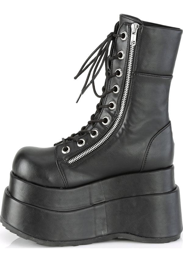 BEAR-265 Black Matte Tiered Platform Lace-Up Mid-Calf Pre-Order Platform Boots