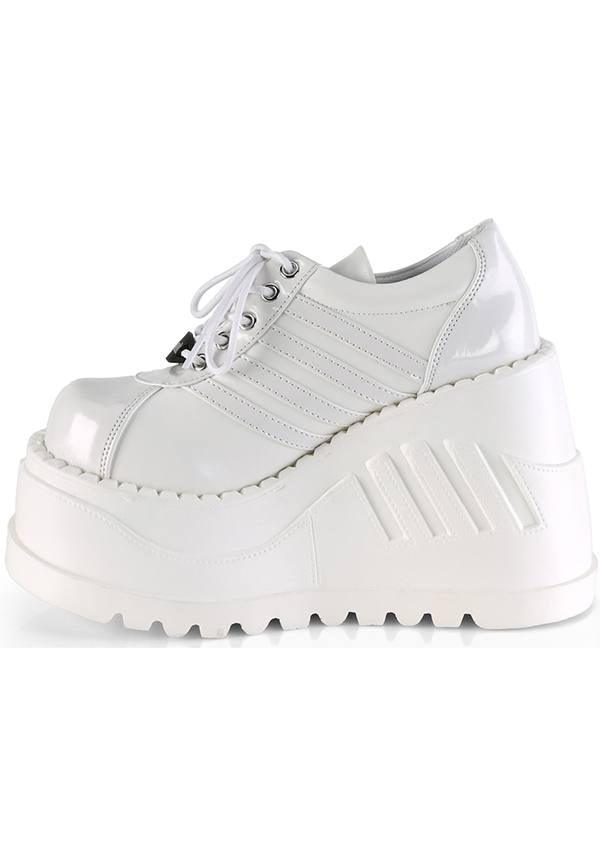 PREORDER - White STOMP-08 Wedge Platform Lace-Up Oxford Shoes