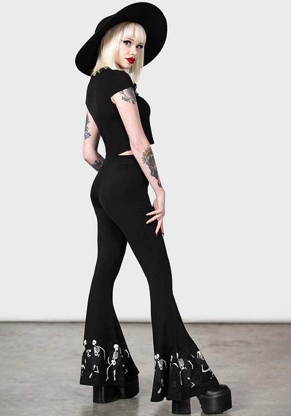 La Danse Flared Cotton Pants with Skeleton Print