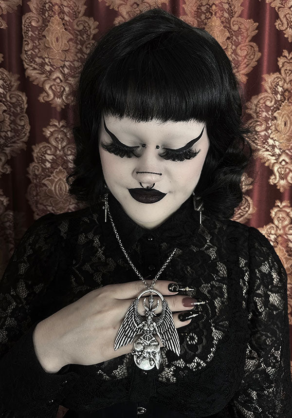 Exquisite Cast Alloy Baphomet Rising Necklace for Dark Elegance