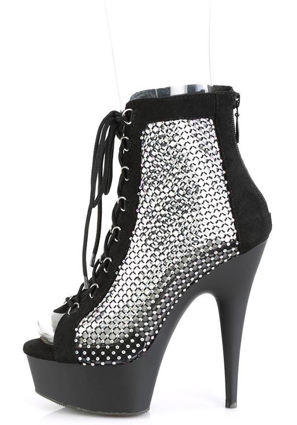 PREORDER! DELIGHT-600-33RM Black Faux Suede Platform Heels