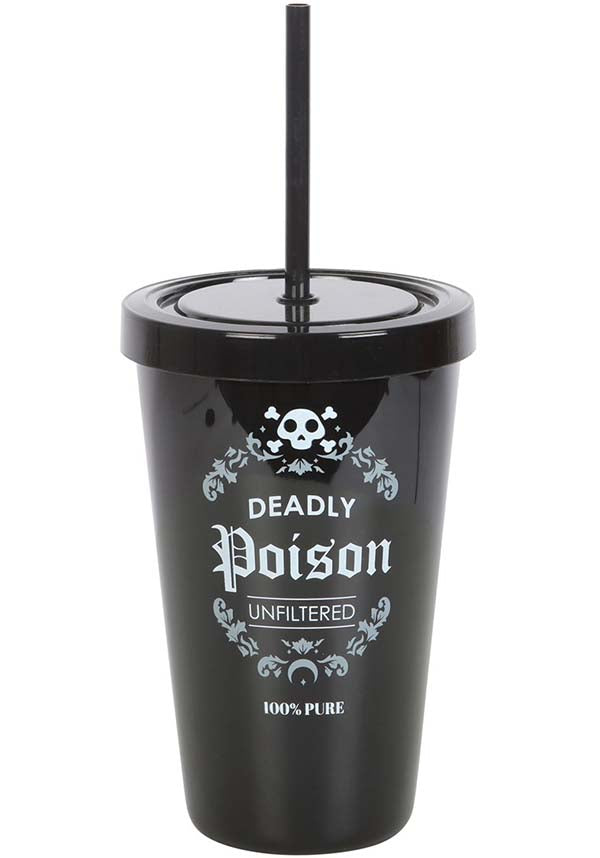 Sleek Black Plastic Tumbler with Striking 'Deadly Poison' Design