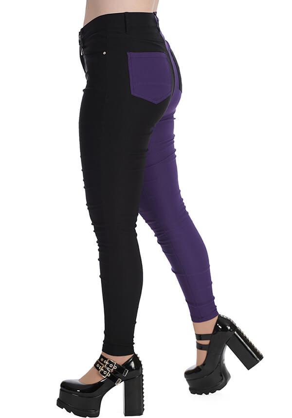 Bailey Purple and Black Half-and-Half Casual Goth Pants