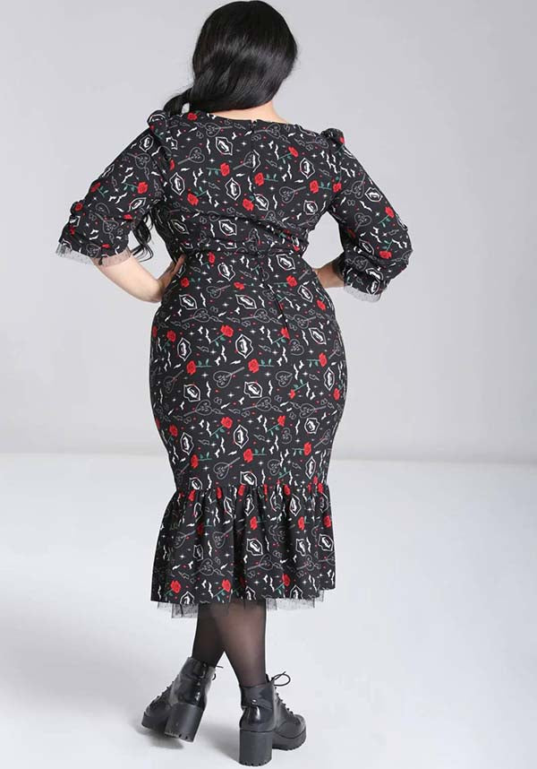 Hell Bunny's Enchanting Lilith Black Maxi Dress for Alternative Fashion Lovers