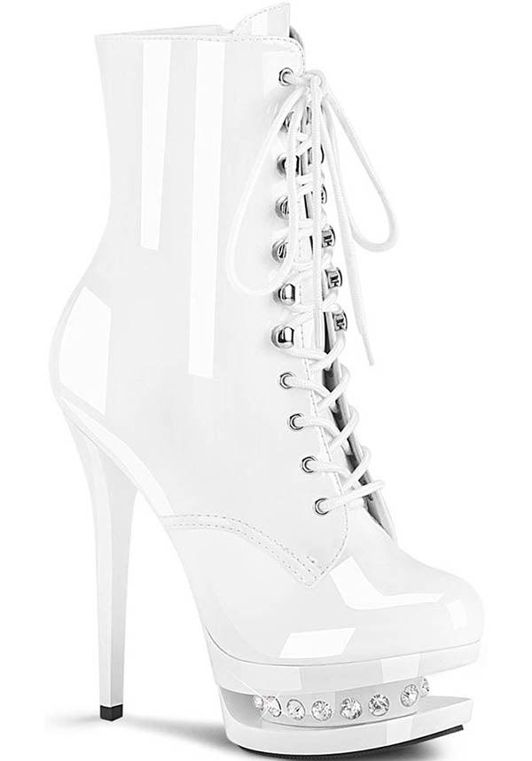 PRE-ORDER: White BLONDIE-R-1020 Platform Ankle Boots
