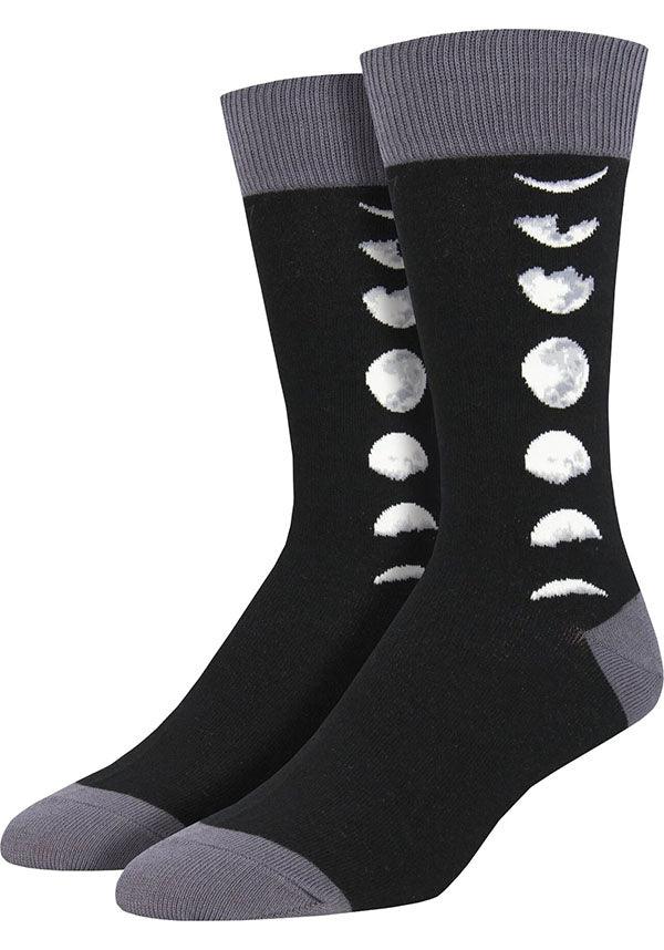 Black Color Moon Phase Design Men's Casual Socks - Just A Phase