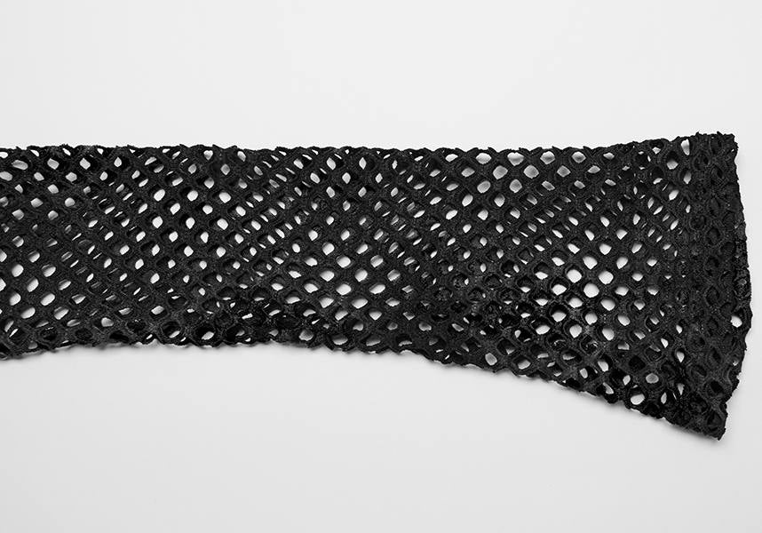 Punk Rave Badriyah Black Fishnet Long - Sleeve Crop Top