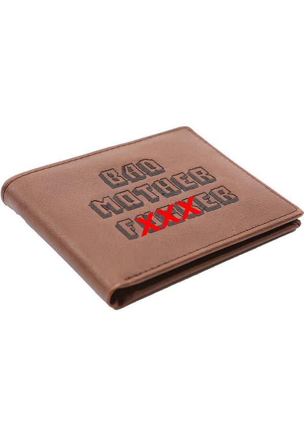 Brown Genuine Leather Pulp Fiction Themed Bad Mother F-er Wallet with Jules Winnfield License