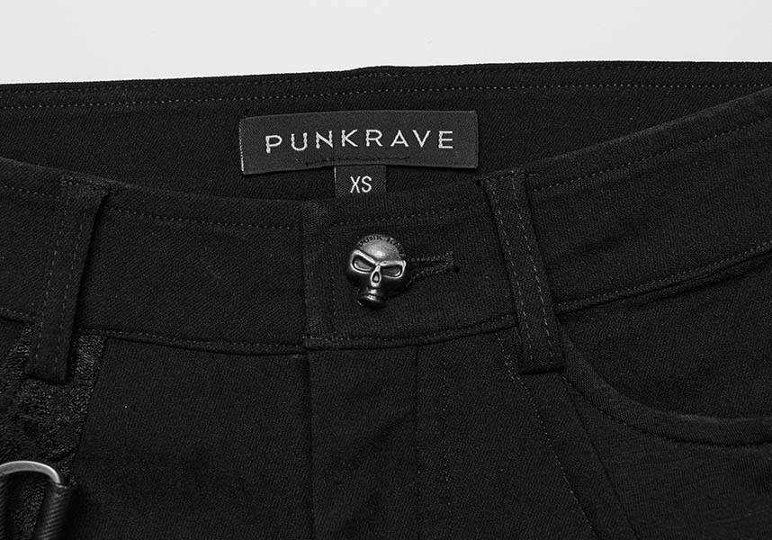 Punk Rave Rue Distressed Elastic Jeans with Asymmetric Design