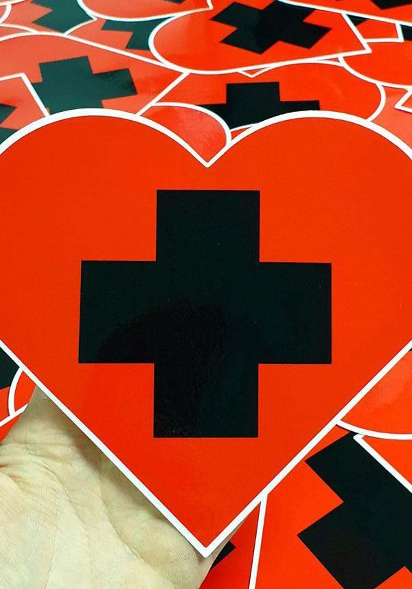 Large Glossy Vinyl Sticker with Beserk Heart Design