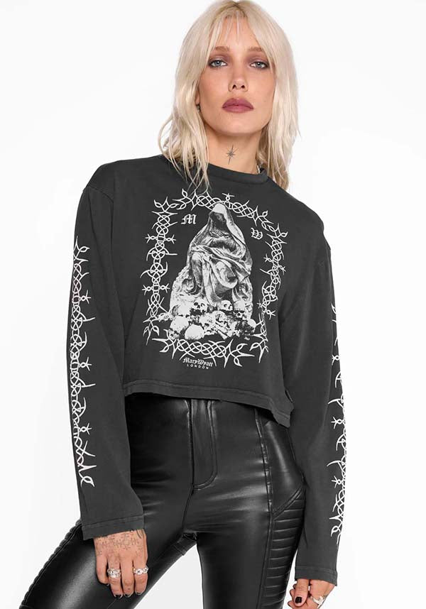 Sanctum Vintage Long Sleeve Cropped T-Shirt for a Vintage Look