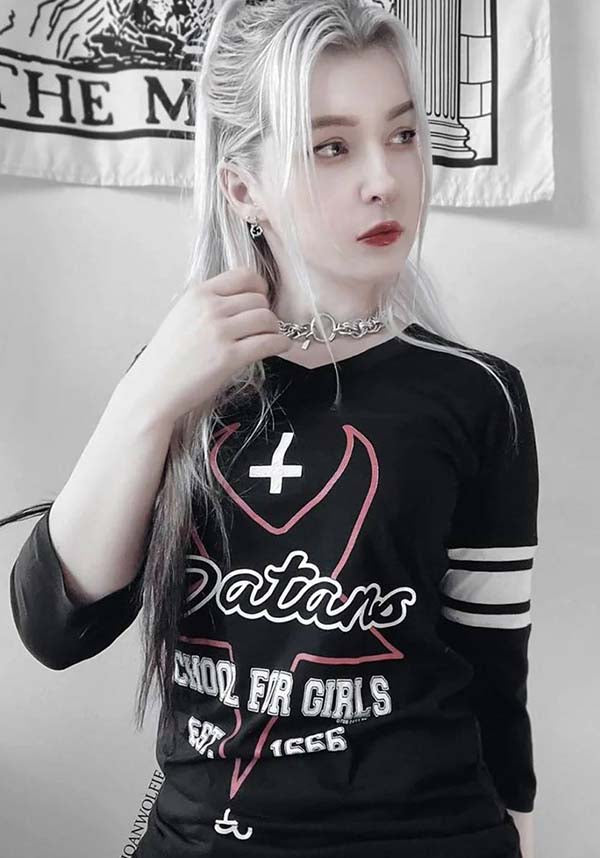 Cool Satan's School for Girls Football T-Shirt with Stylish Design