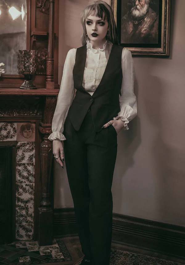 Lively Ghosts' Fashionable Jigsaw Black Vest for the Stylish