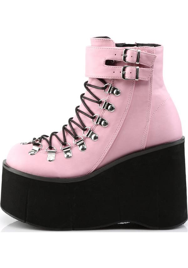 Demonia Pre - order Baby Pink KERA - 21 Platform Lace - Up Ankle Boots