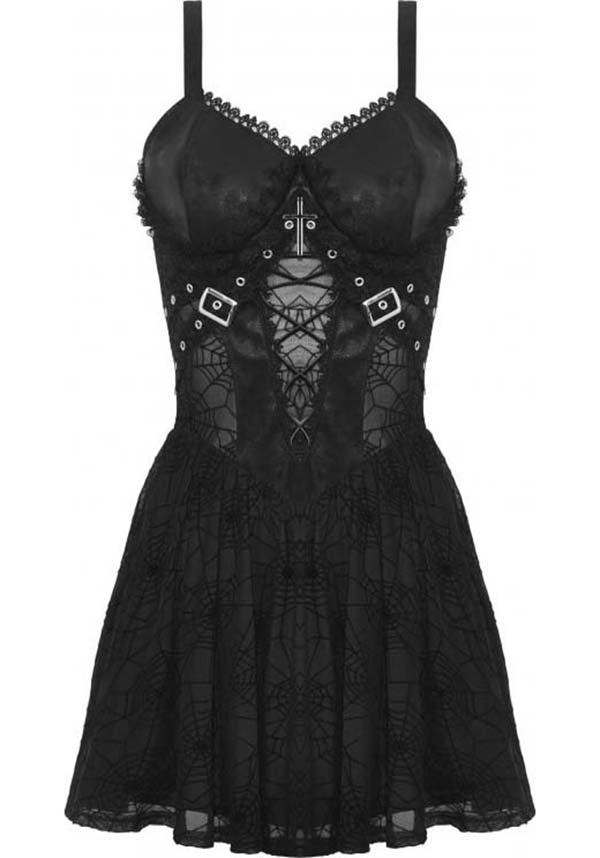Edgy Punk Style Spider Mesh Women's Dress